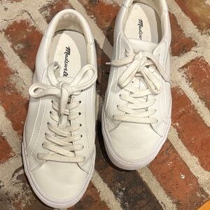 Madewell White Leather Lace-Up Sneakers- size 8